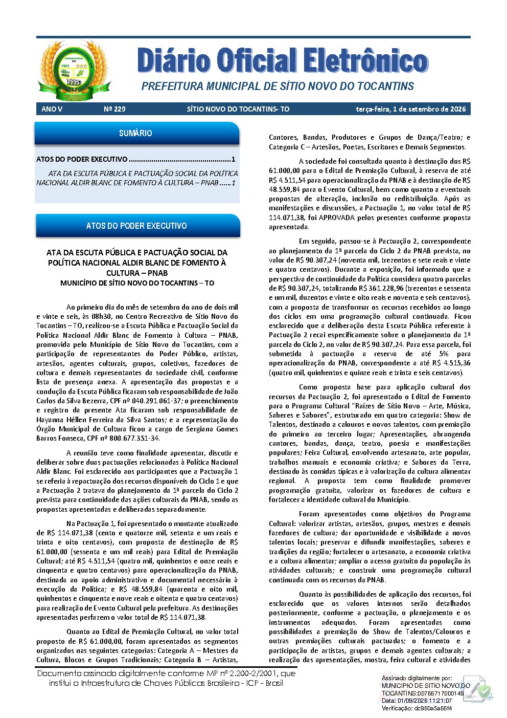 Diário Oficial N° 229
