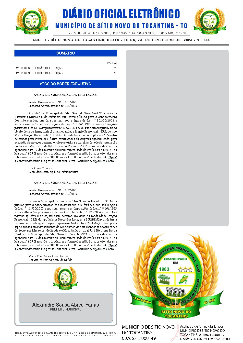 Diário Oficial - Edição 056