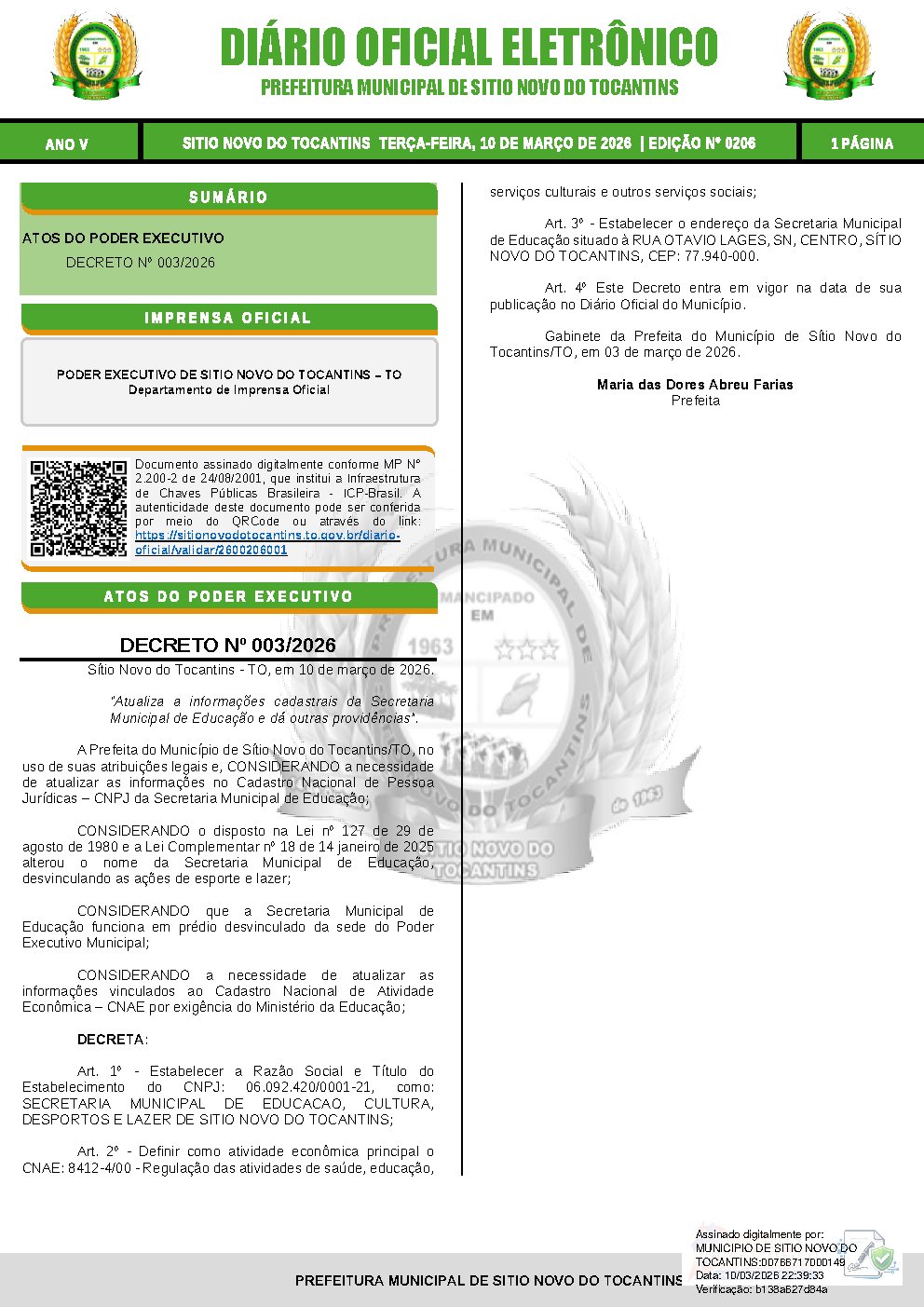 Diário Oficial - Edição 206