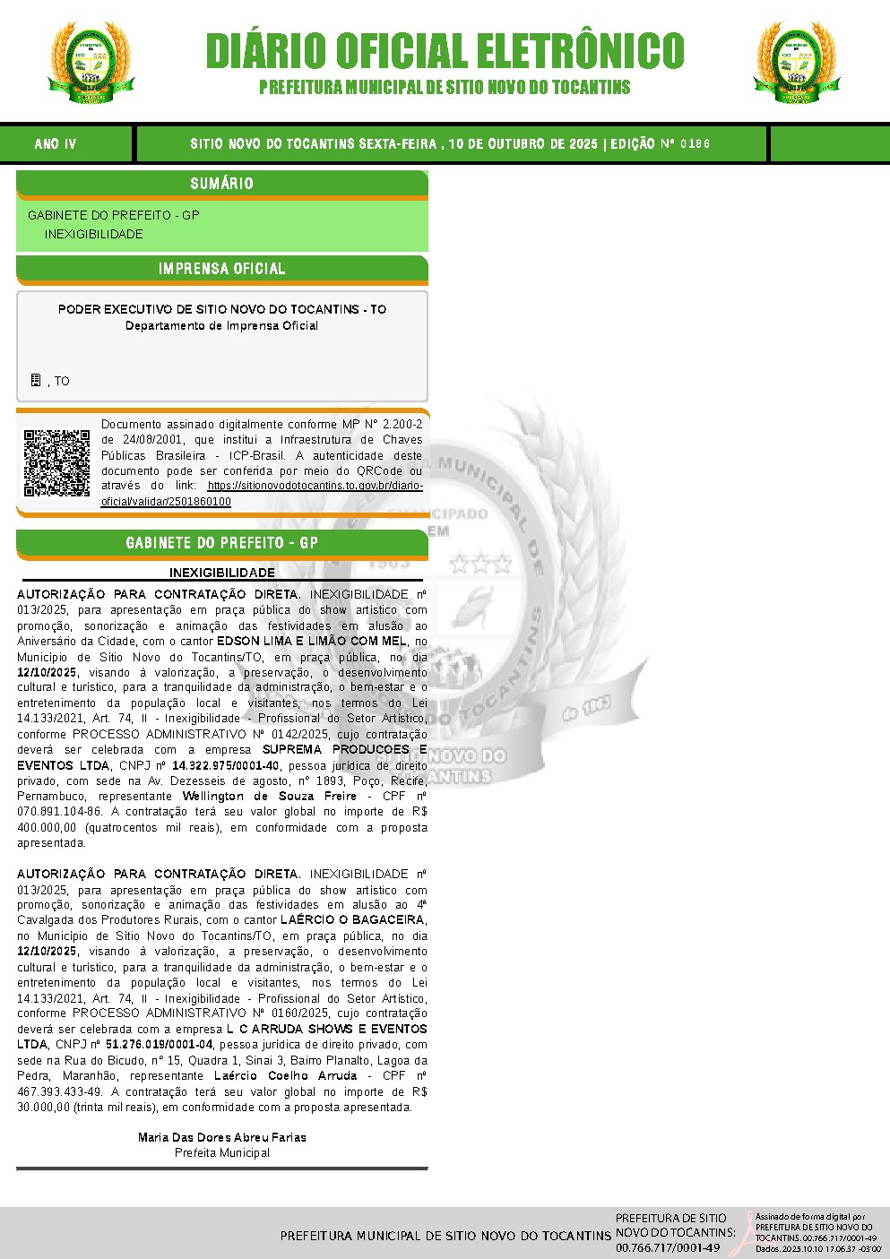 Diário Oficial - Edição 186